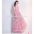 Vestido de noche largo de la gasa de la gasa de 2017 de la gasa del vestido de noche de Aliexpress del color de rosa caliente para las muchachas dulces en línea